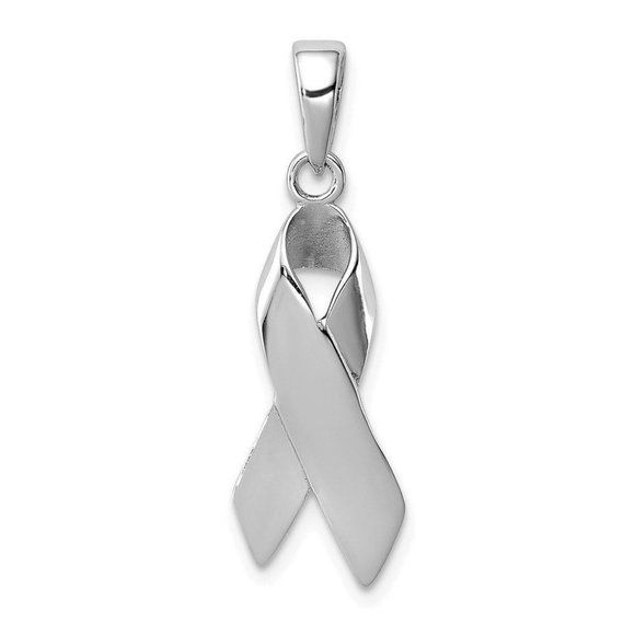 Cancer Awareness Ribbon Charm Pendant Sterling Silver - Picture 1 of 3